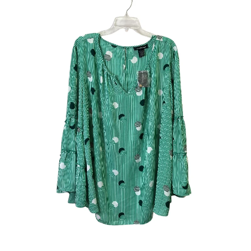 Top 3/4 Sleeve Basic By Ashley Stewart In Green, Size:3X