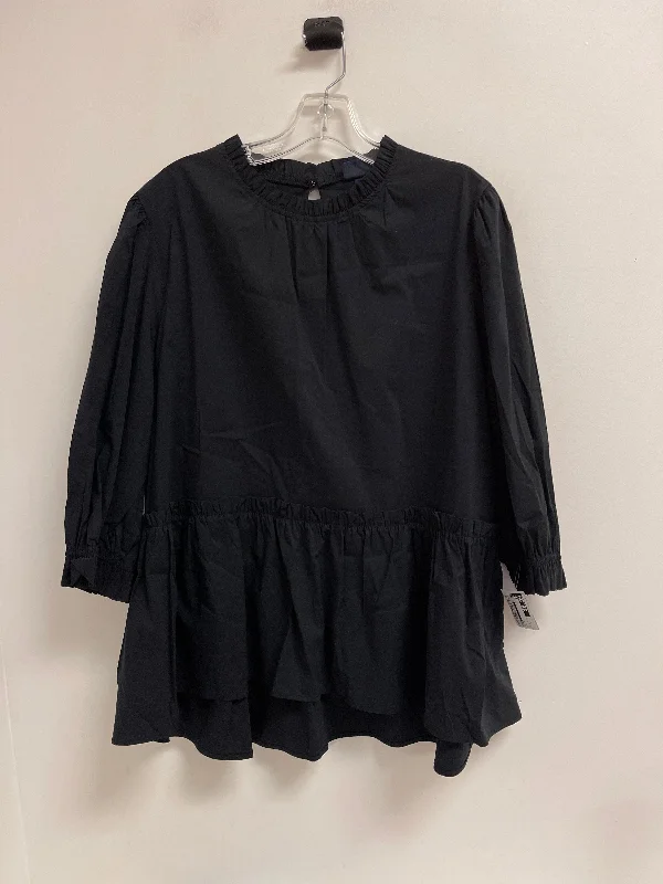 Top Long Sleeve By Scoop In Black, Size: Xl