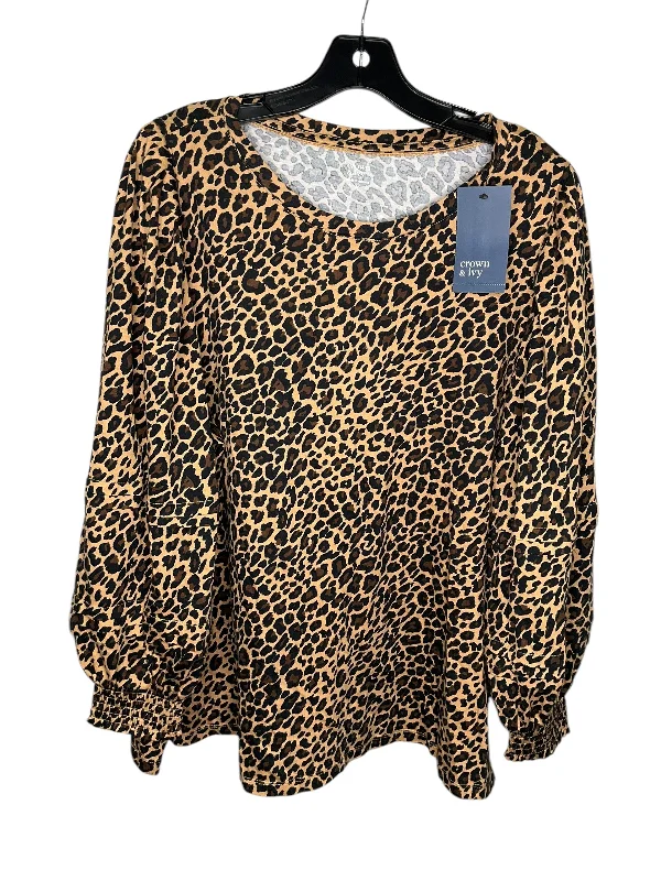 Top Long Sleeve By Crown And Ivy In Animal Print, Size: 3x