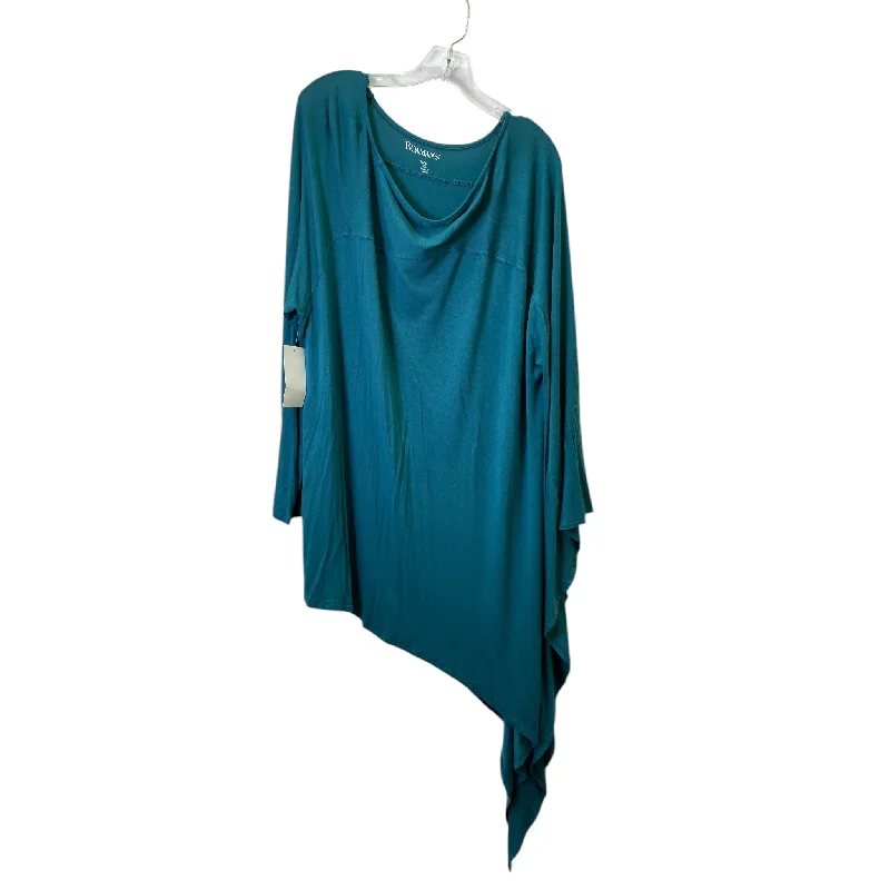 Tunic 3/4 Sleeve By Roamans In Teal, Size:1X