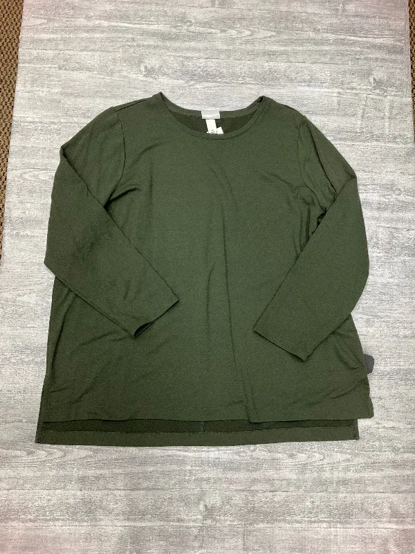 Top Long Sleeve Basic By Ava & Viv In Green, Size: 2x