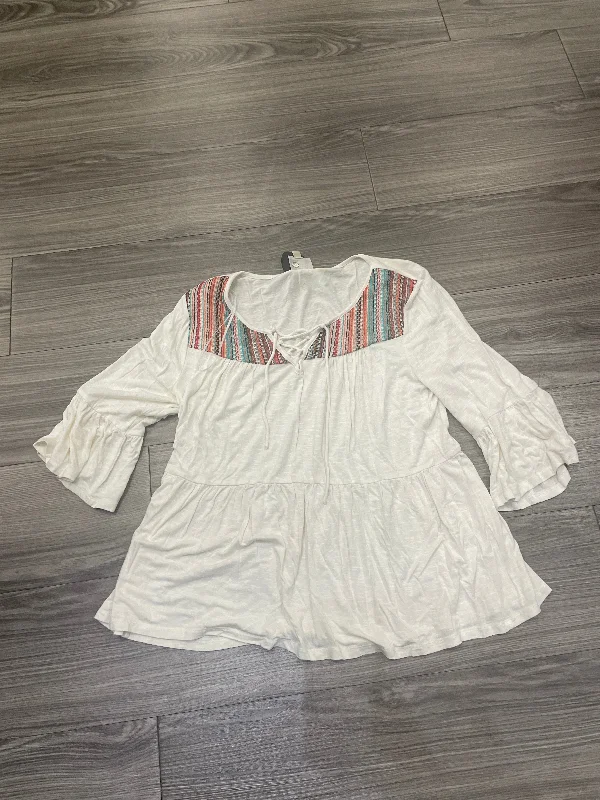 Top 3/4 Sleeve By Clothes Mentor In Cream, Size: S