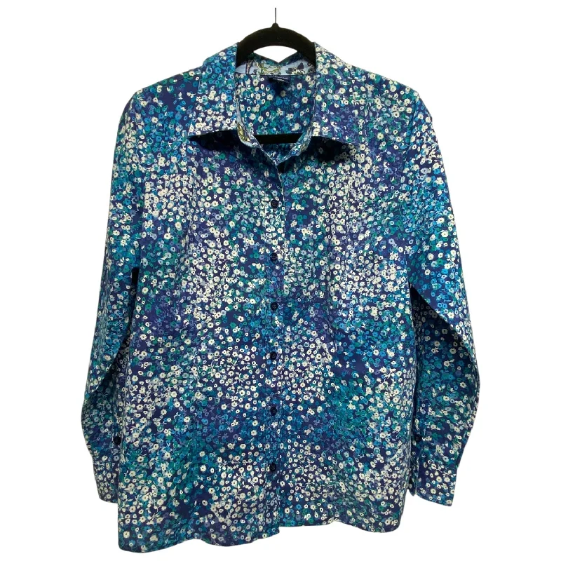 Top Long Sleeve By Basic Editions In Blue, Size: L