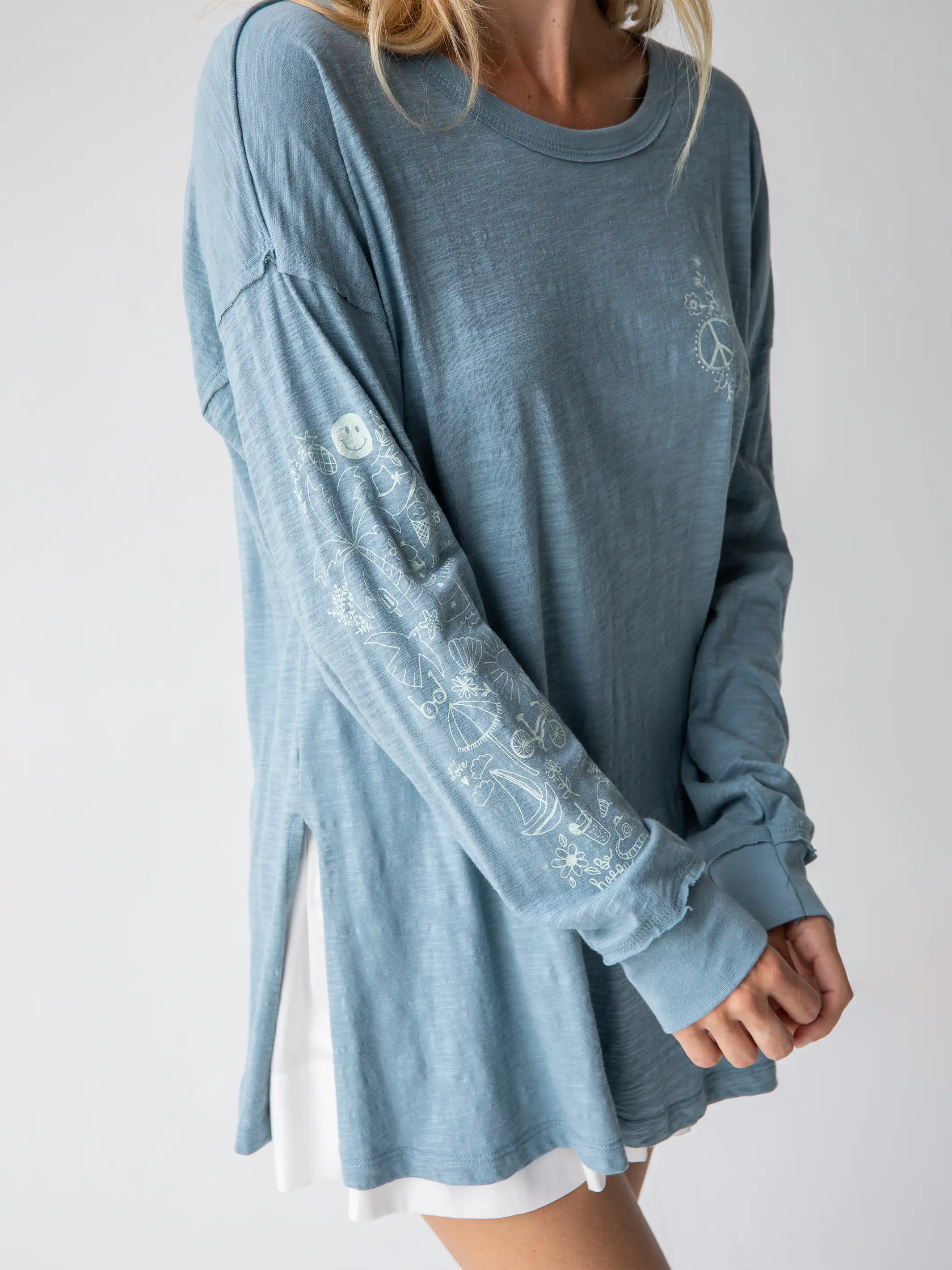 Cotton Doodle Tee - Light Blue