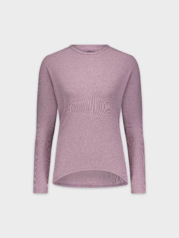 CREW RIBBED DOLMAN-HEATHER PURPLE