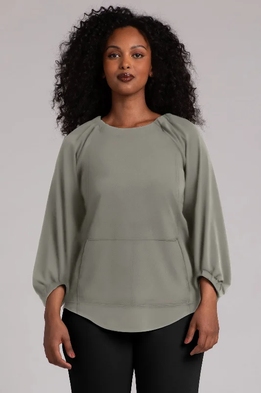 Fleece Back Jersey Move Pullover with Elastic Cuff | Taupe