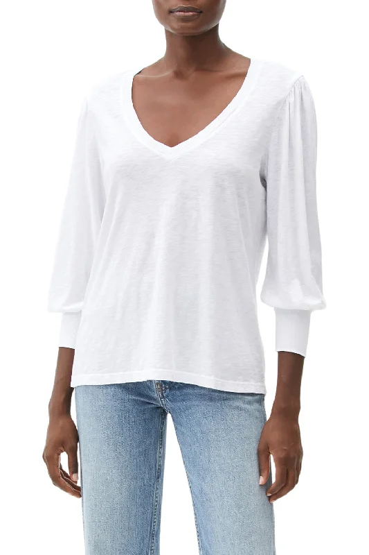 Michael Stars Nellie Puff Sleeve Tee in White