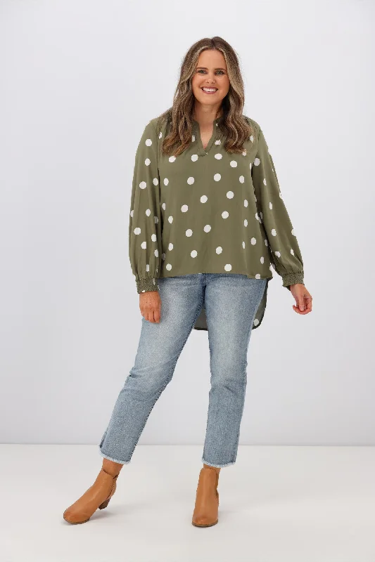 Stella + Gemma Polly Blouse Olive Spot