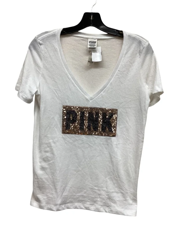 Top Short Sleeve By Pink In White, Size: S