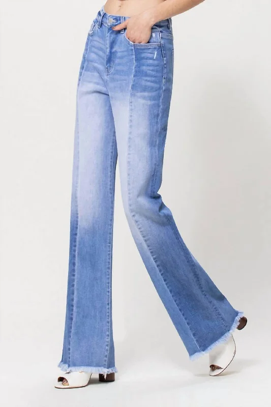 Groove 90's Wide Leg Contrast Jean In Light Blue