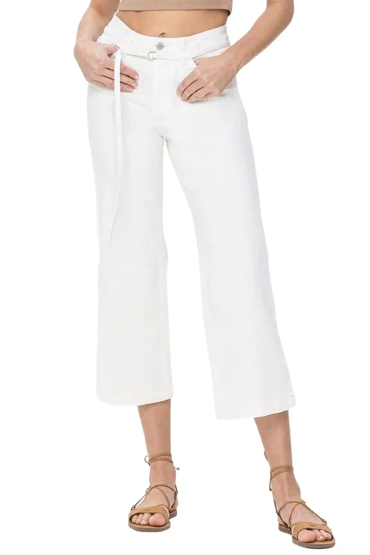 High Rise Crop Wide Leg Jean In Creamy White