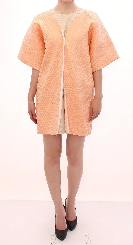 Chic Pink Silk-blend Short Sleeve Coat