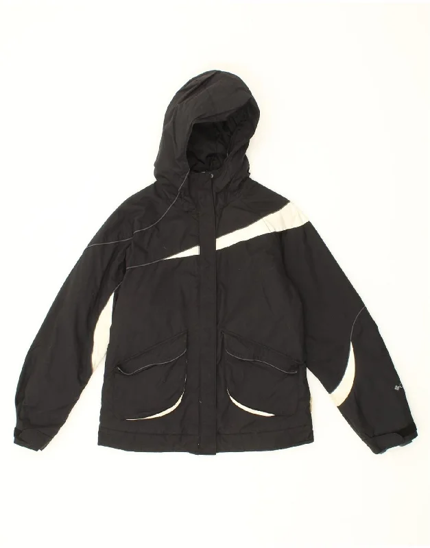 COLUMBIA Womens Hooded Rain Jacket UK 10 Small Black Colourblock Nylon