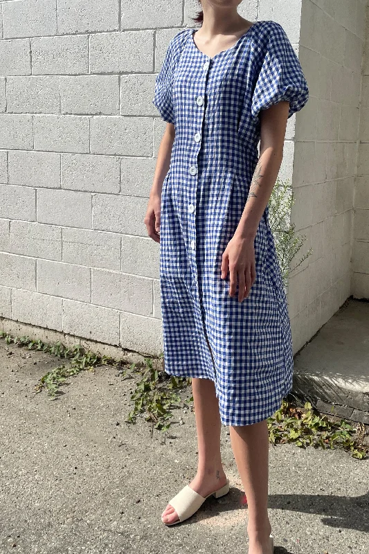 GINGHAM BUTTON UP DRESS