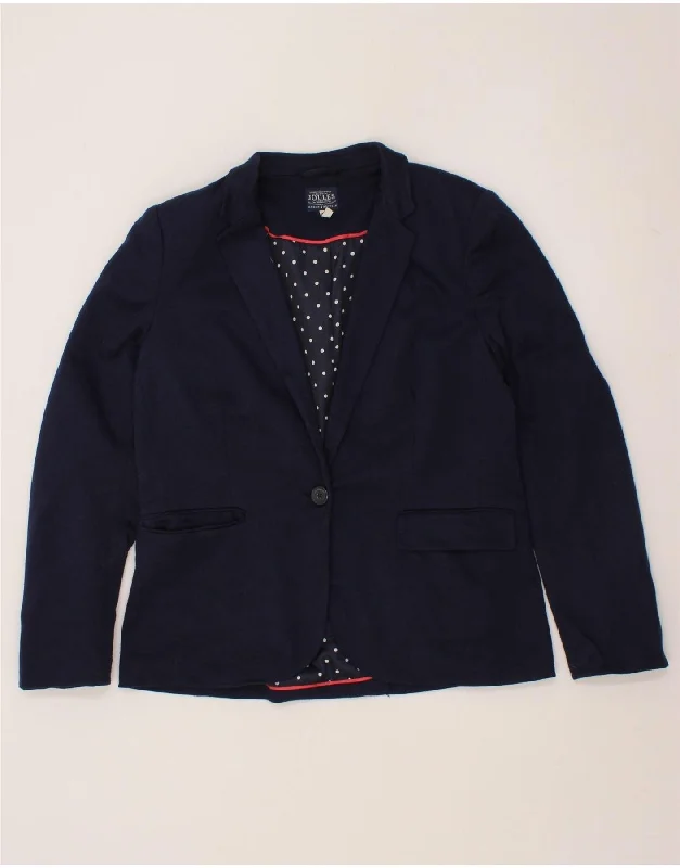 JOULES Womens 1 Button Blazer Jacket UK 14 Large Navy Blue Polyester