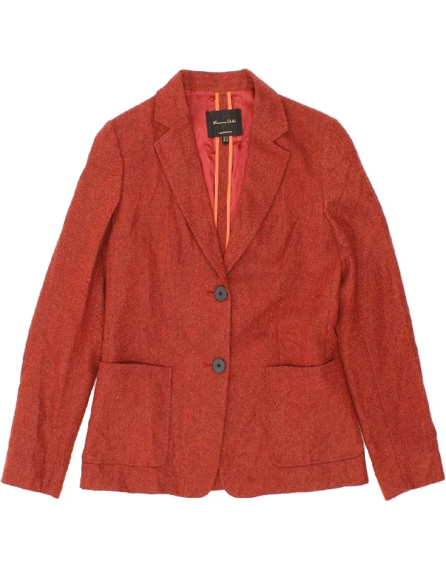 MASSIMO DUTTI Womens 2 Button Blazer Jacket EU 36 XS Red Herringbone