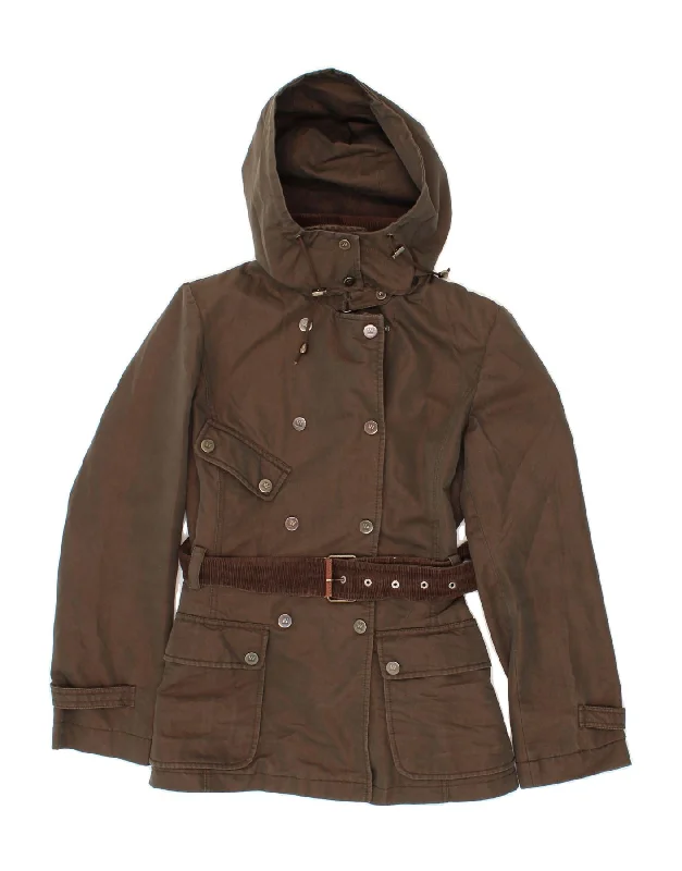 MAX MARA Womens Hooded Utility Jacket UK 6 XS Brown Cotton