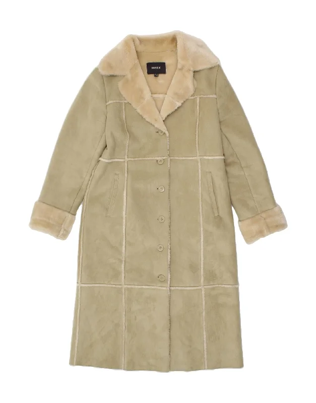 MEXX Womens Sherpa Overcoat UK 14 Medium  Beige Polyester