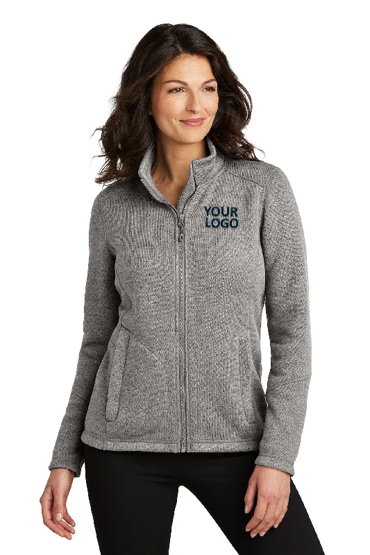 Port Authority Ladies Arc Sweater Fleece Customized Jackets, Deep Smoke Heather