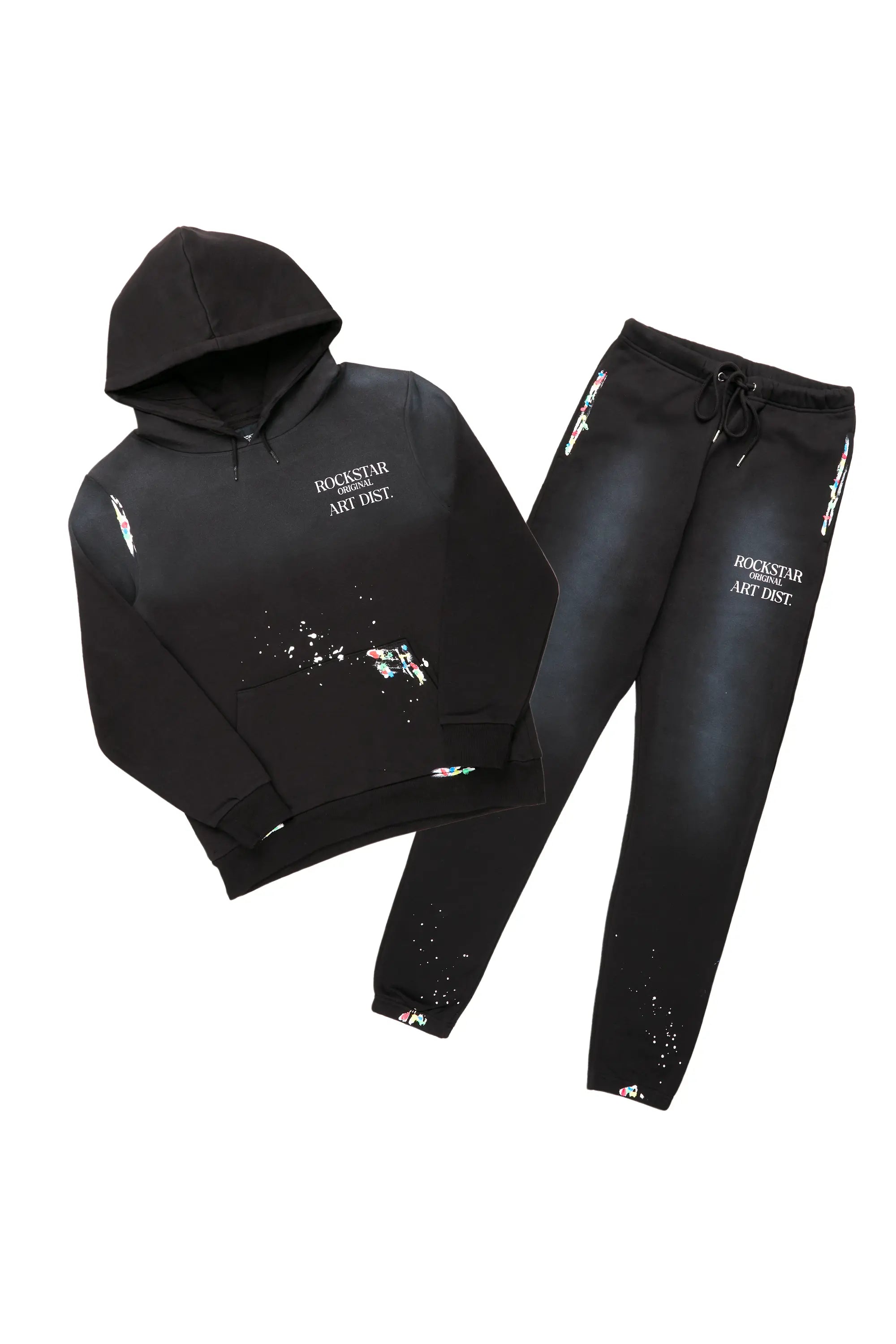 Rockstar Art Dist. Black Relaxed Fit Track Set