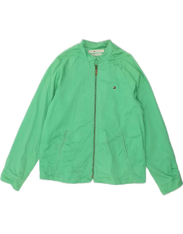 TOMMY HILFIGER Womens Bomber Jacket UK 16 Large Green Cotton