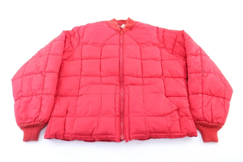 Vintage Red Puffer Insulated Zip Up Jacket