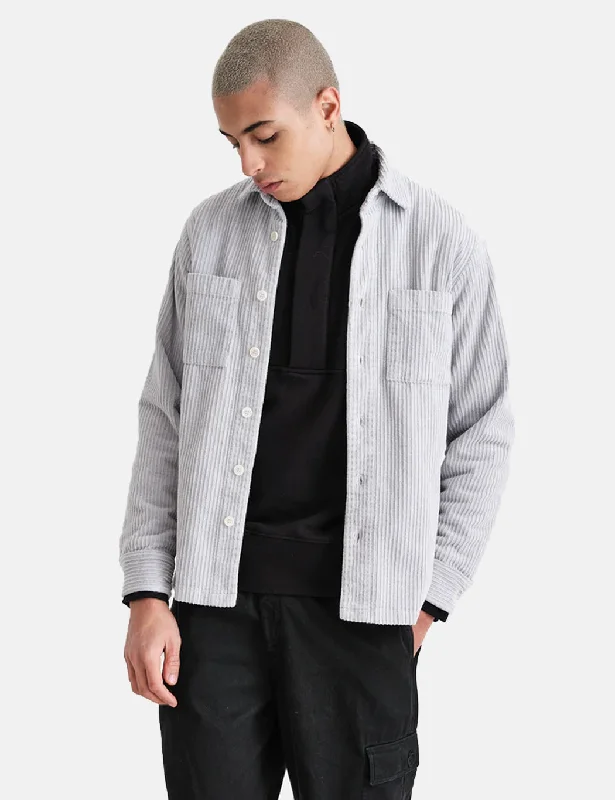 Wax London Whiting Overshirt (Cord) - Grey Violet