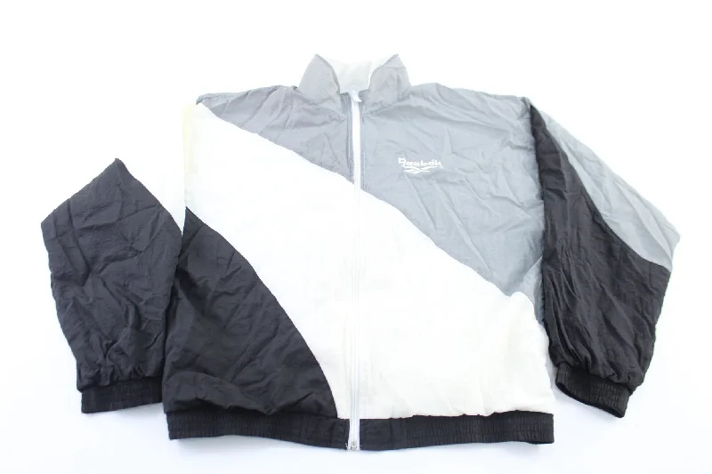 Youth Reebok Embroidered Logo Black, White, & Grey Zip Up Jacket