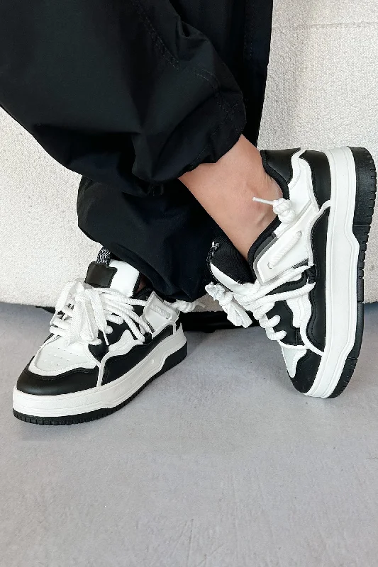 Just Skate Lace Up Platform Sneakers (Black/White)