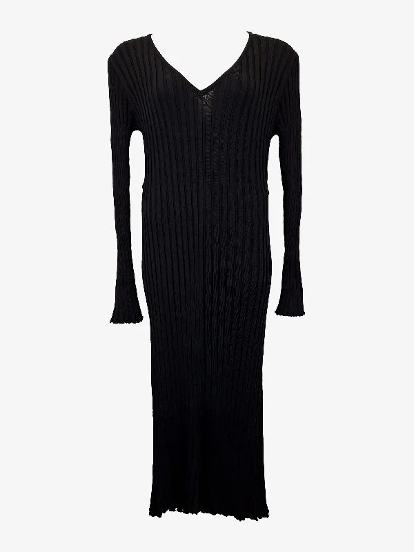 Dissh Effortless Ribbed V Neck Midi Dress Size M