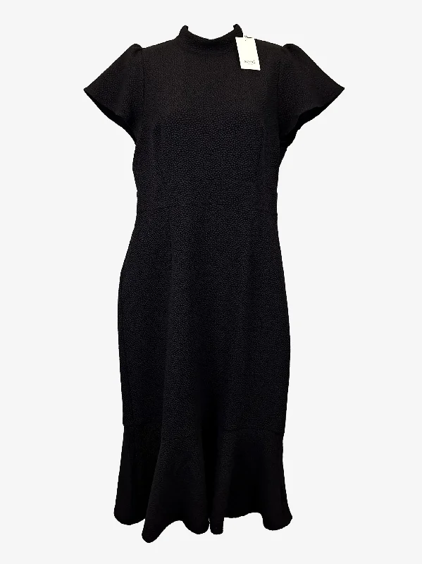 Seed Textured High Neck Evening Midi Dress Size 12