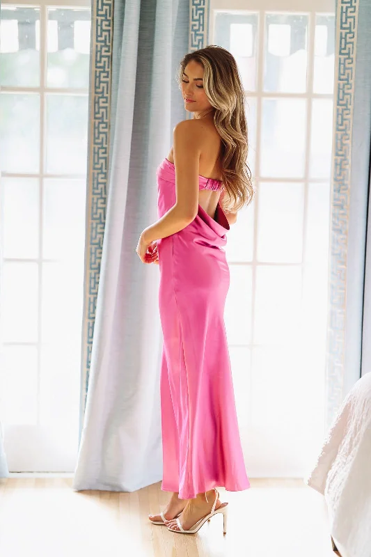 Infinite Satin Maxi Dress - Magenta