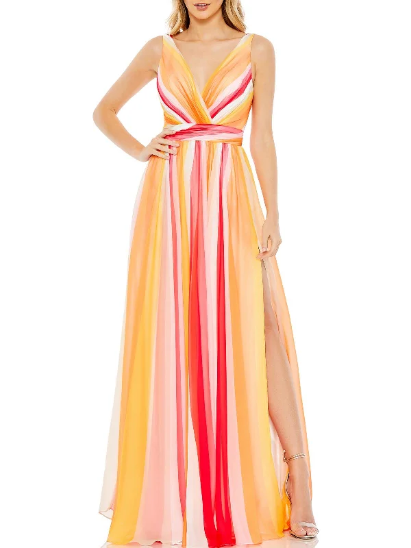 Womens Chiffon Maxi Evening Dress