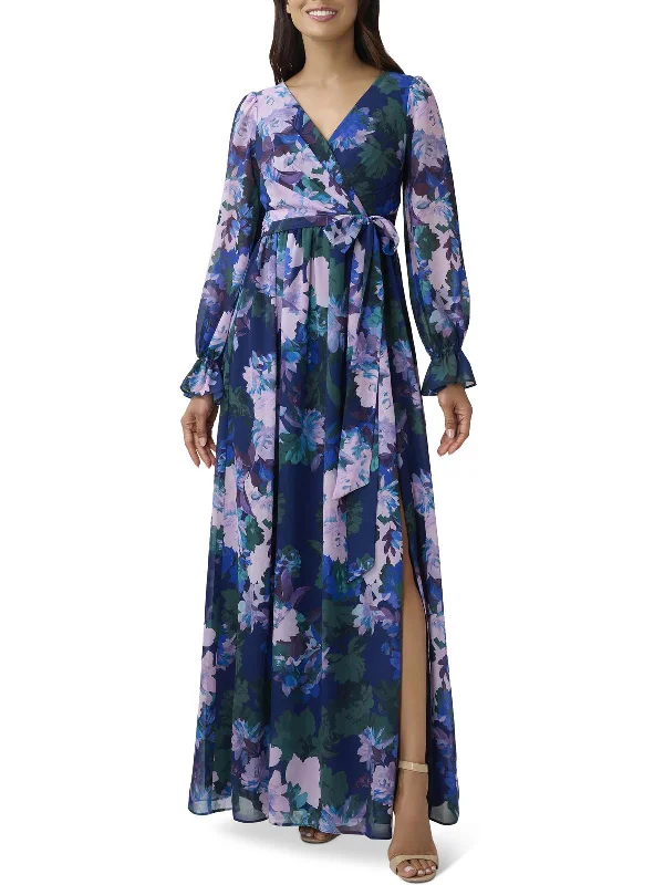 Womens Floral Maxi Wrap Dress