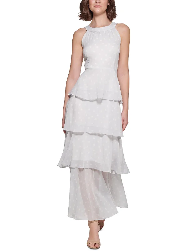 Womens Tiered Maxi Halter Dress