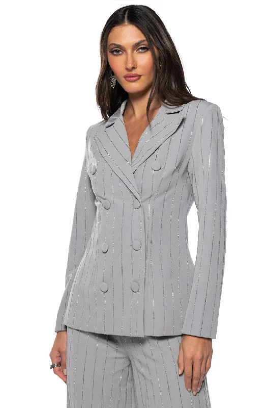 BE ABOUT IT PINSTRIPE BLAZER