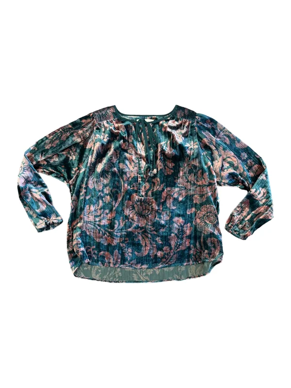 Green Blouse Long Sleeve Anthropologie, Size Xs