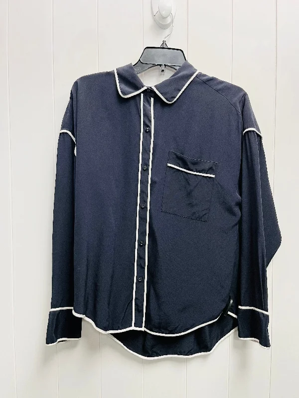 Navy Blouse Long Sleeve Johnny Was, Size M