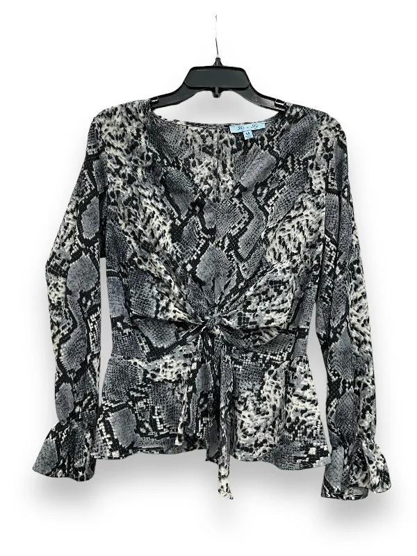 Snakeskin Print Blouse Long Sleeve She + Sky, Size M