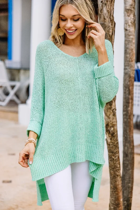 Don't Waste A Moment Mint Green Oversized Sweater