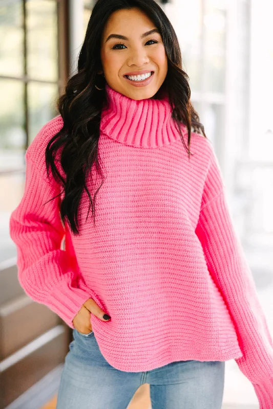 Early To Rise Pink Turtleneck Sweater