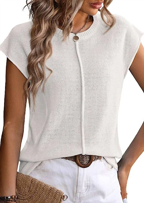 Sleeveless Knit Sweater In White